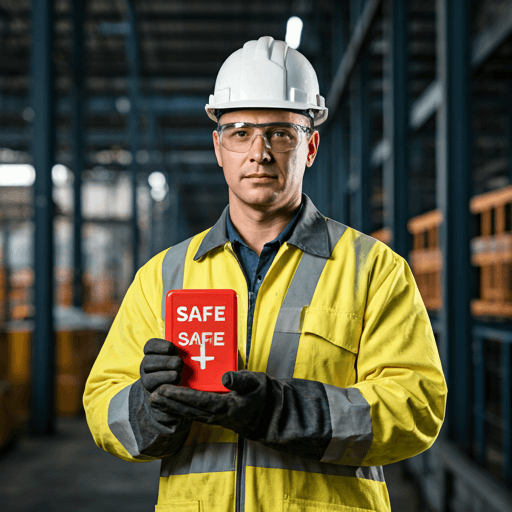 Skilled industrial welder in safety gear with sparks in an atmospheric factory setting