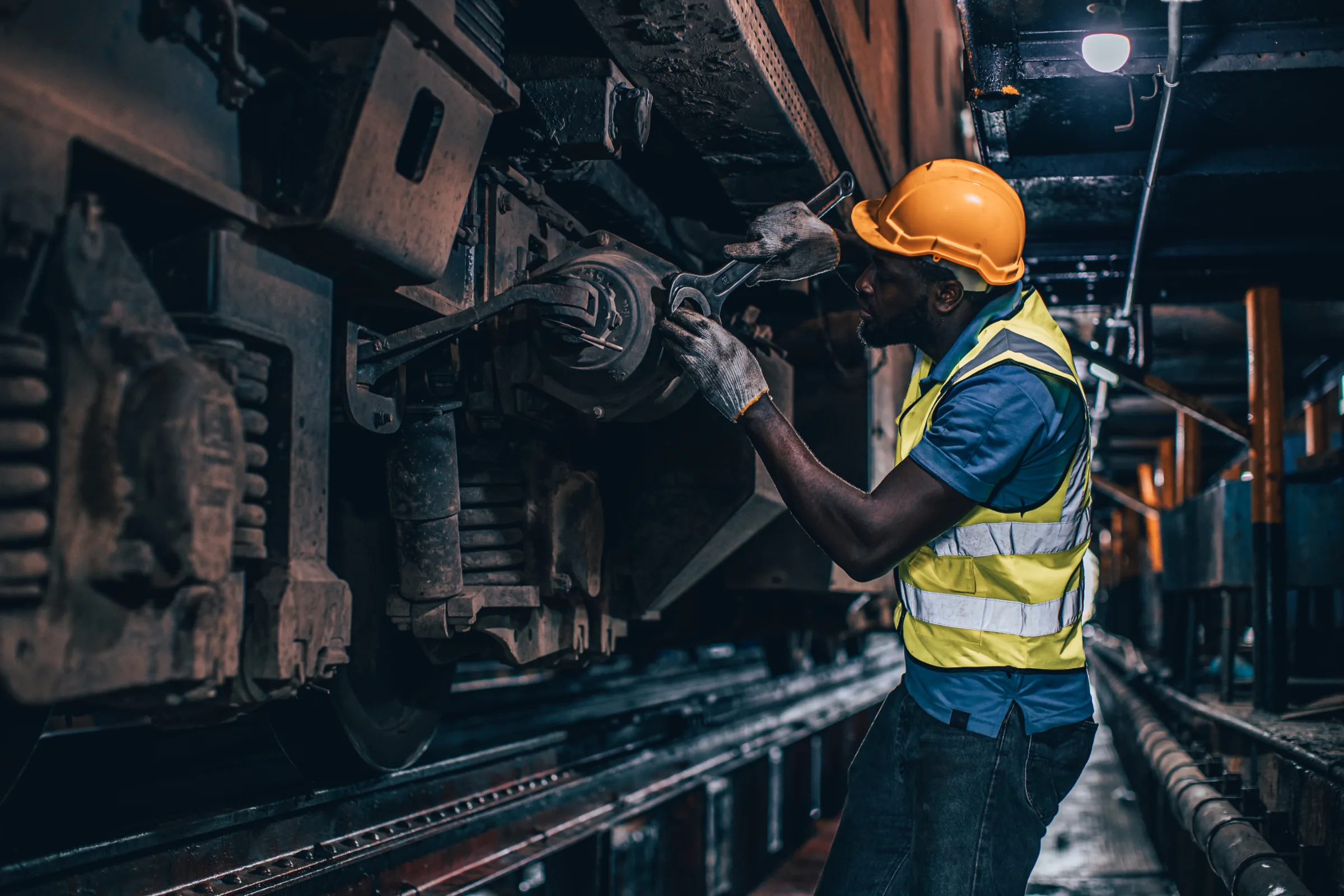Industrial construction site with crane and steel structure